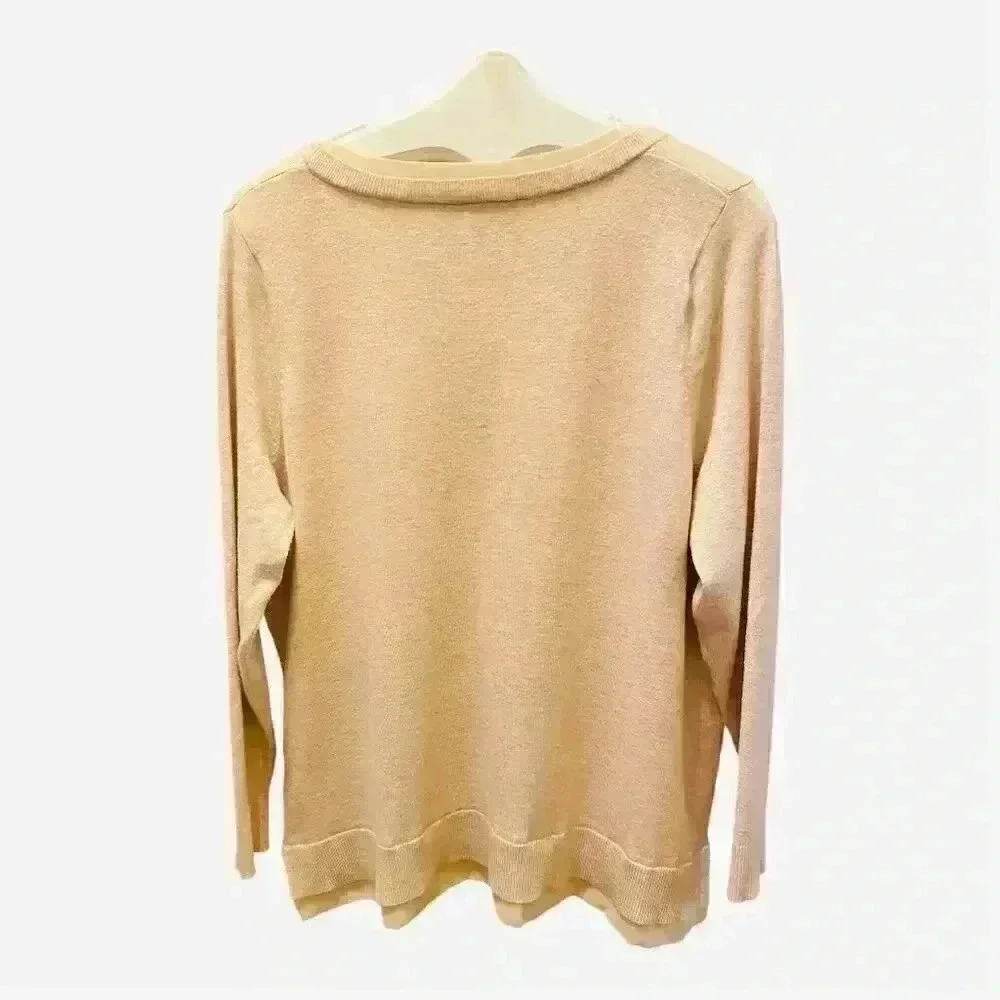 Lane Bryant Women's Plus V-Neck Pullover Sweater Beige Size 18/20